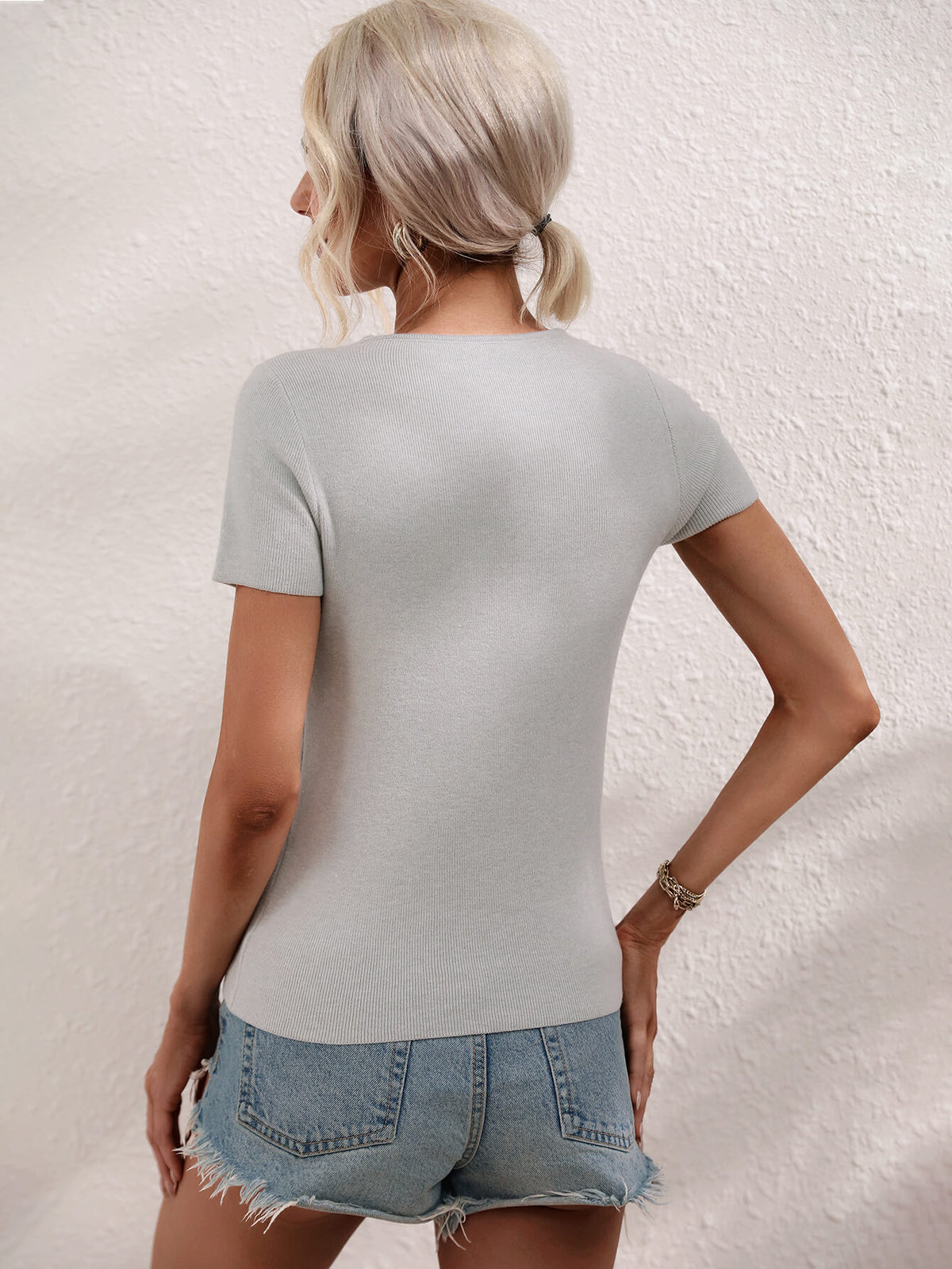 Cutout Short Sleeve Knit Top