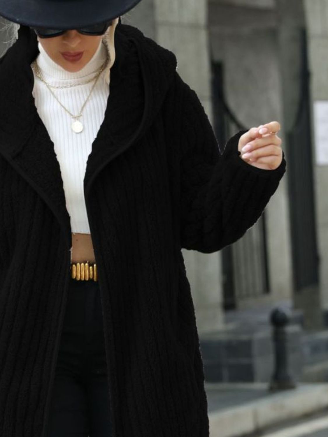Ribbed Hooded Coat