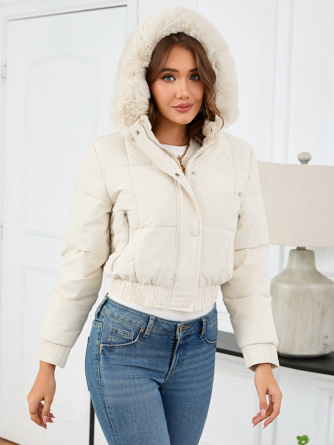Cropped Hooded Winter Coat
