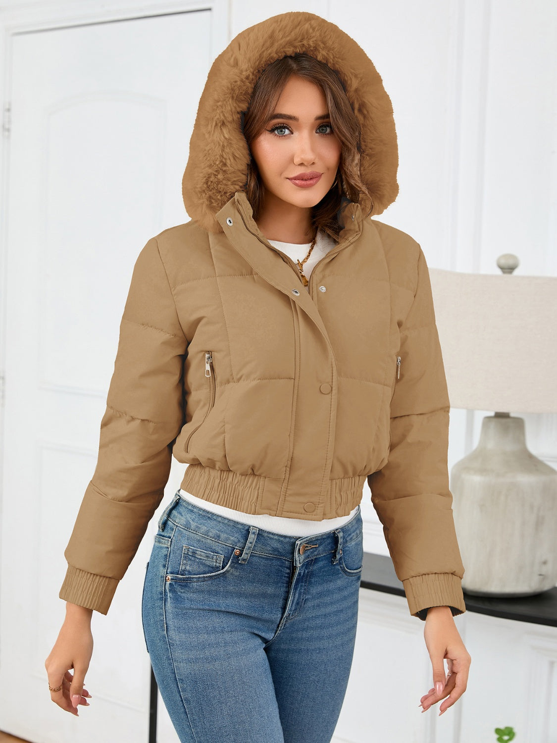 Cropped Hooded Winter Coat