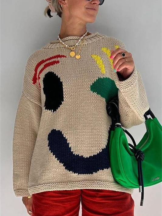 Contrast Long Sleeve Sweater