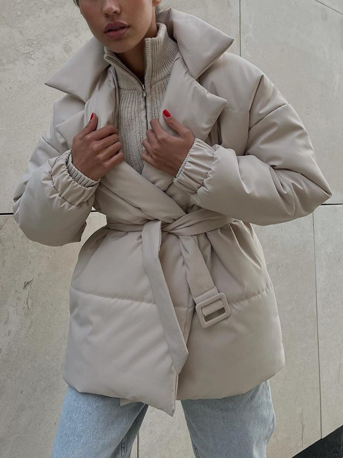 Puffer Winter Coat with Belt
