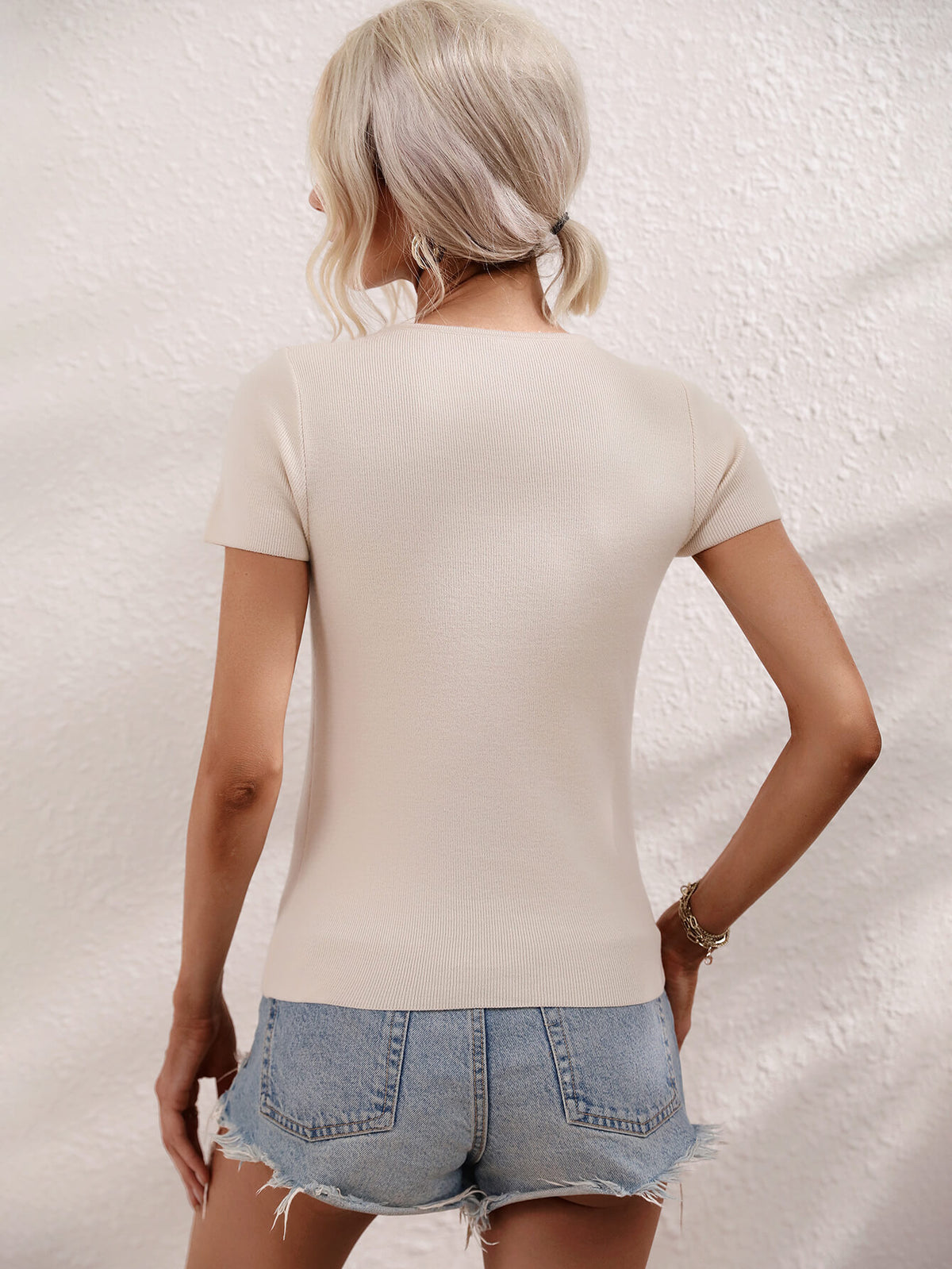 Cutout Short Sleeve Knit Top