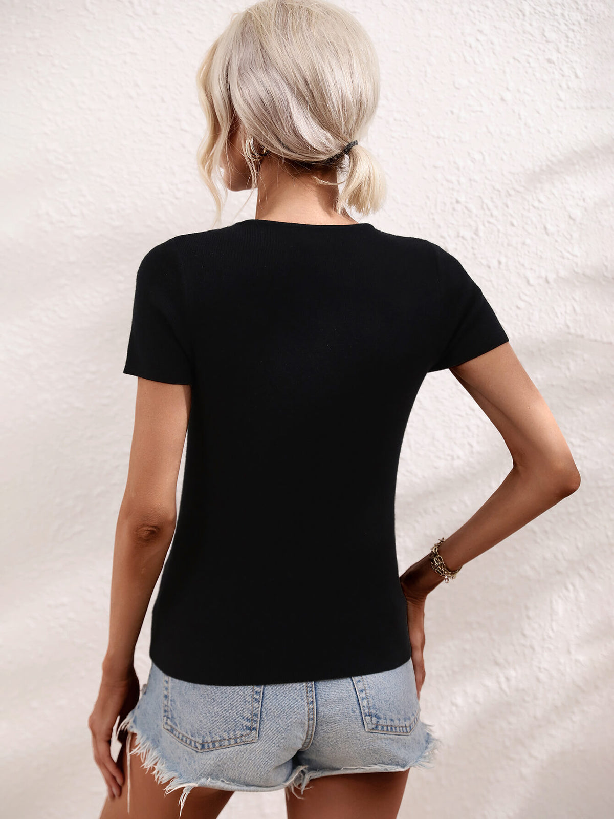 Cutout Short Sleeve Knit Top