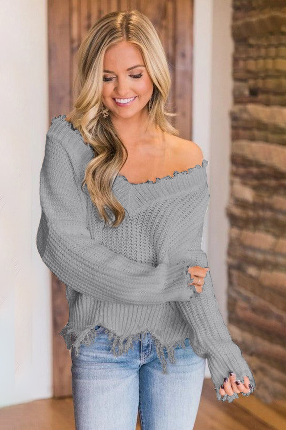 Frayed Hem Sweater