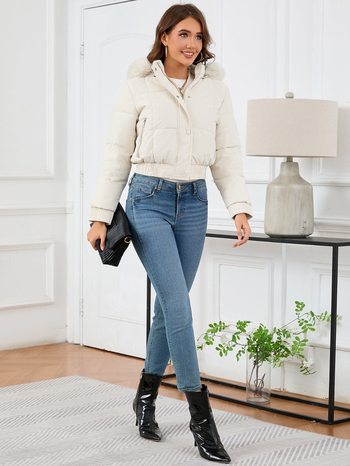 Cropped Hooded Winter Coat