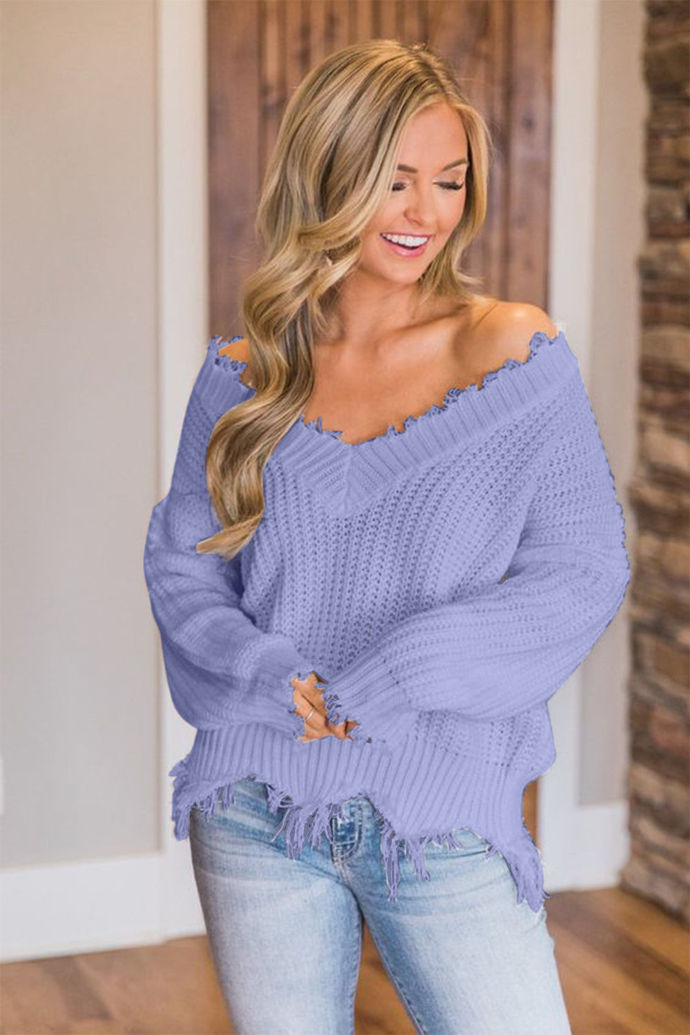 Frayed Hem Sweater