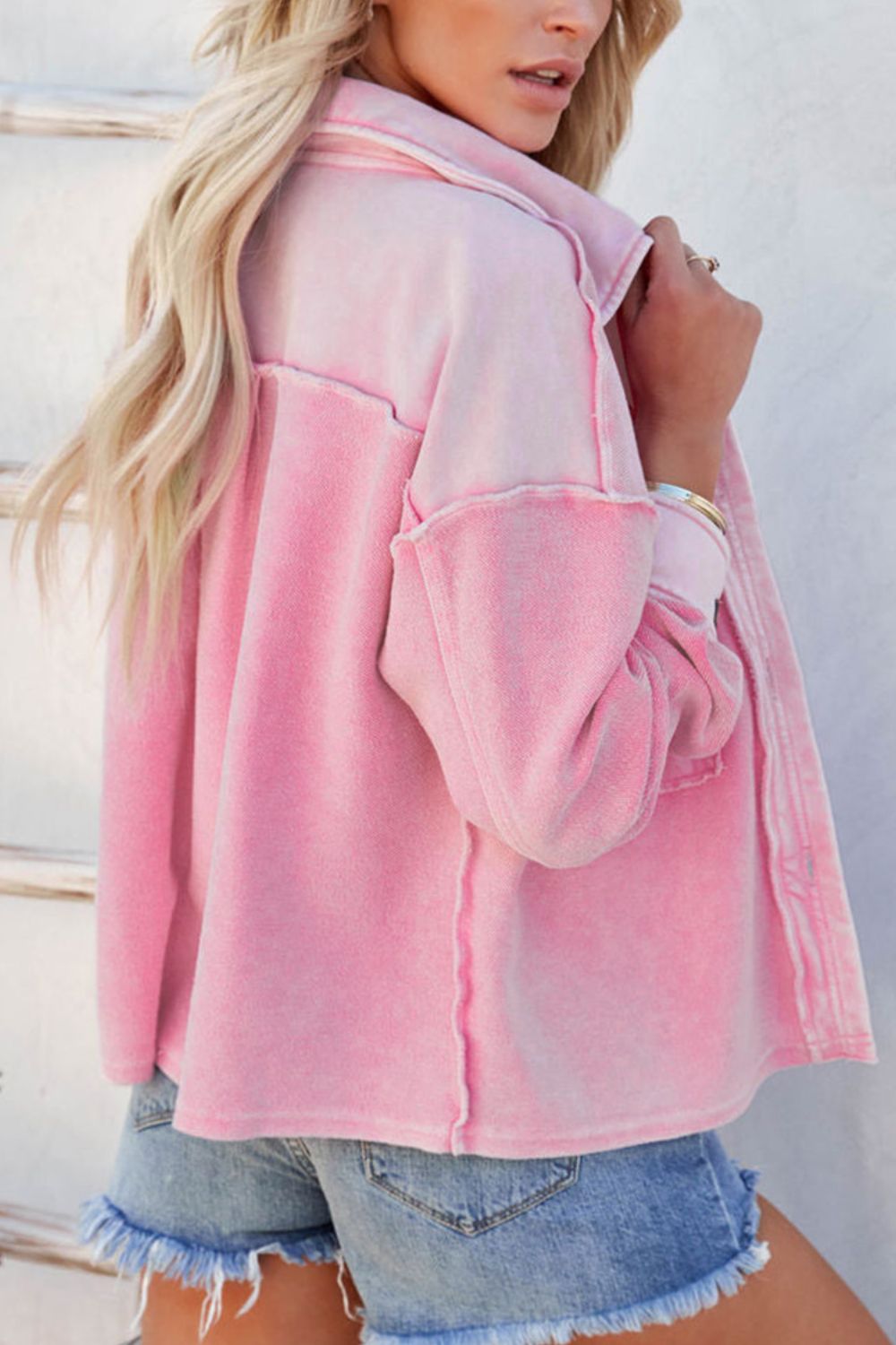Pink Drop Shoulder Jacket