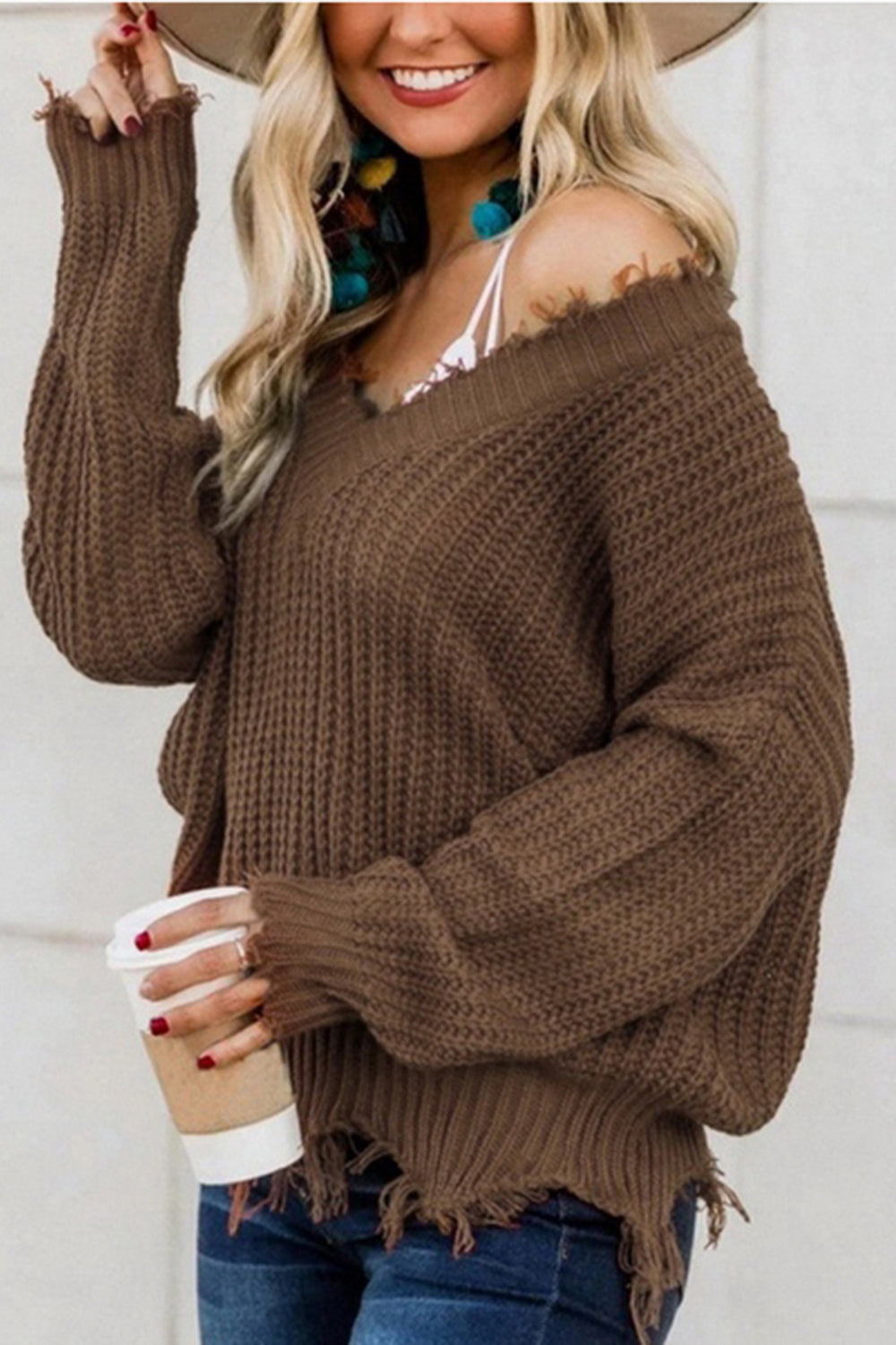 Frayed Hem Sweater