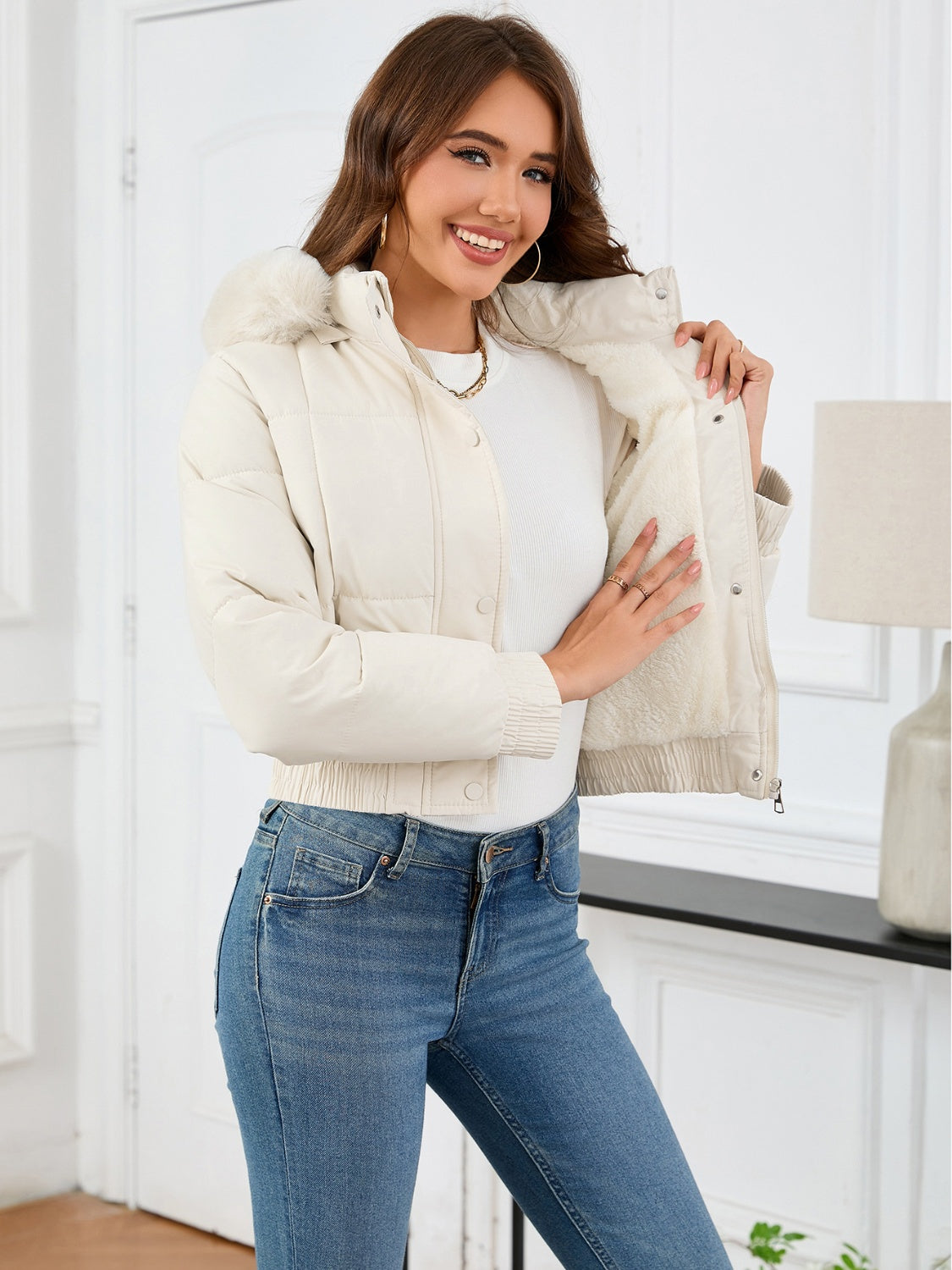 Cropped Hooded Winter Coat